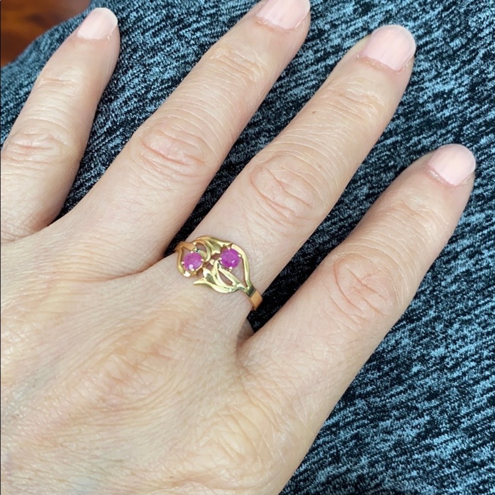 14K Solid Gold Red Small Ruby Ring Size 6.5